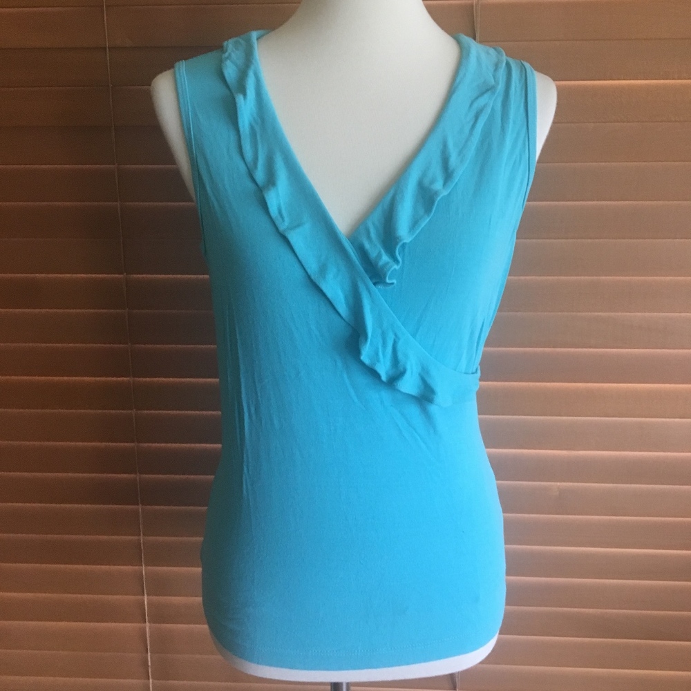 c.c. outlaw Turquoise Ruffle Faux Wrap Tank